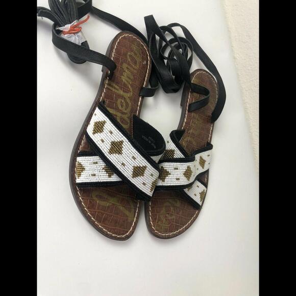 SAM EDELMAN "LUISA" BEADED ANKLE WRAP SANDAL SZ 8M - Picture 3 of 6